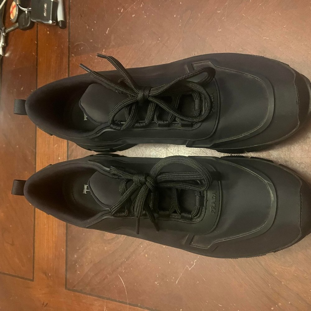 Prada Men's Black Heavy-Duty Rubber Sole Fabric Crosssection Sneakers 3458 - Picture 7 of 8
